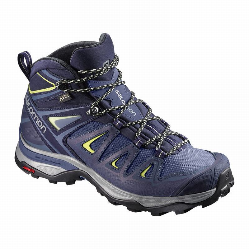 Bottes De Randonnée Salomon Femme Bleu - Salomon X ULTRA 3 WIDE MID GORE-TEX - France (2416-FGPXD)